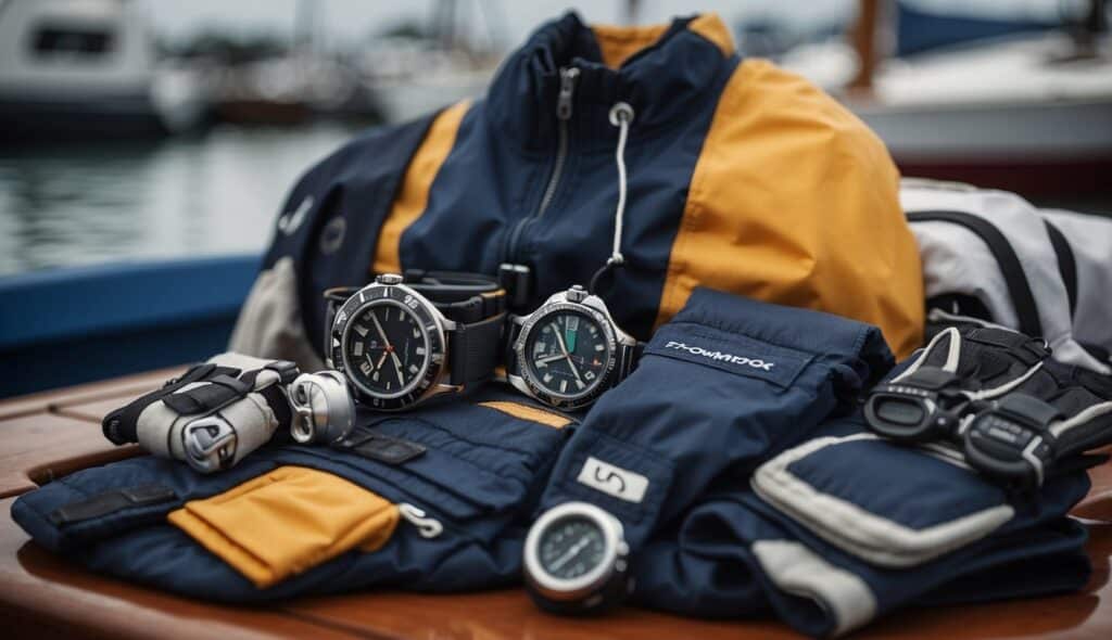 A selection of clothing and personal gear for sailing equipment